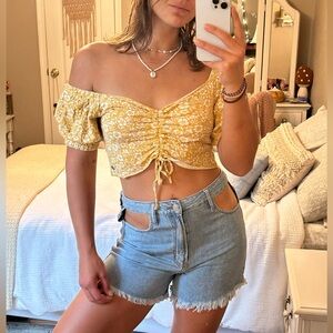 ROXY Yellow Floral Babydoll Top